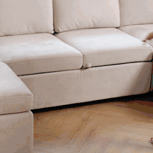 Belffin 4 Seats Modular Velvet Pull-out Sofa with Storage Ottoman