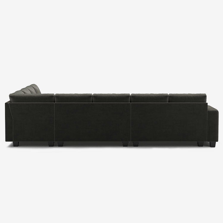Belffin 8 Seats Modular Velvet Tufted Corner Sofa with Storage Ottoman