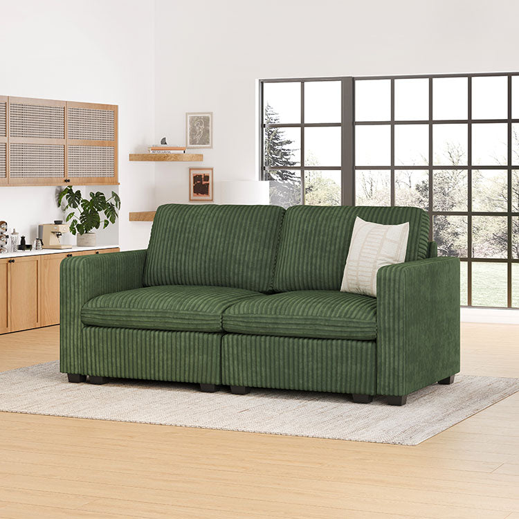 Thara 2 Seats + 4 Sides Oversized Modular Wide-Ribbed Corduroy Loveseat Sofa with Large Storage Seat
