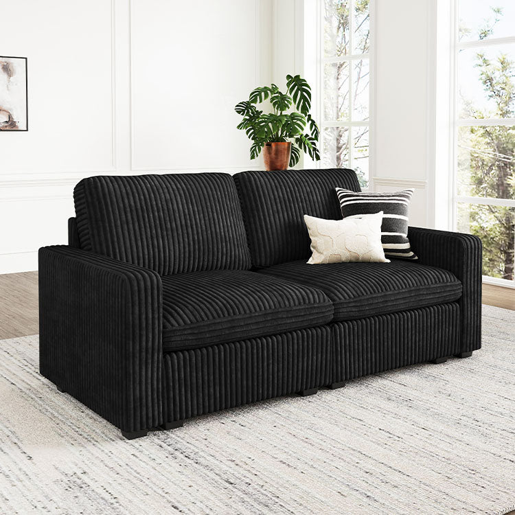 Thara 2 Seats + 4 Sides Oversized Modular Wide-Ribbed Corduroy Loveseat Sofa with Large Storage Seat