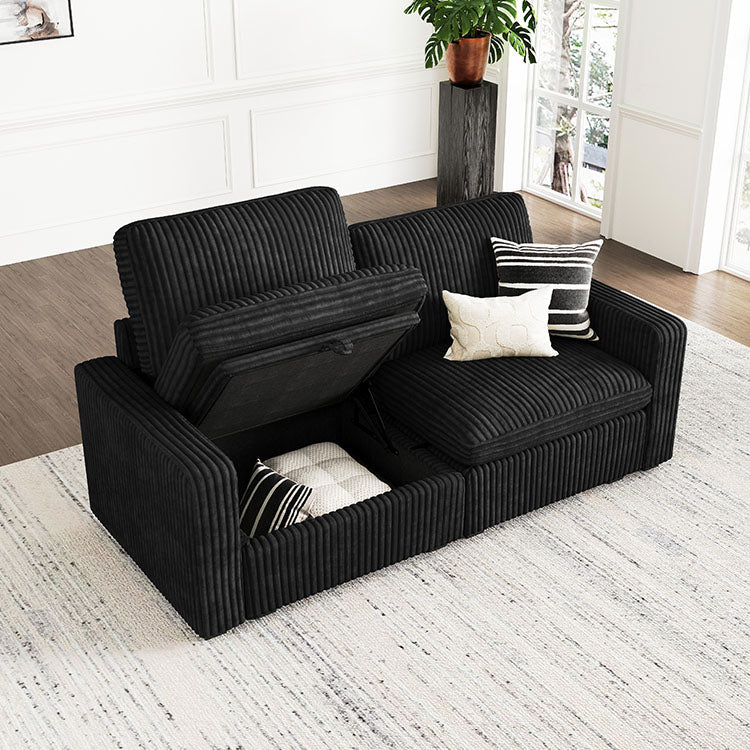 Thara 2 Seats + 4 Sides Oversized Modular Wide-Ribbed Corduroy Loveseat Sofa with Large Storage Seat