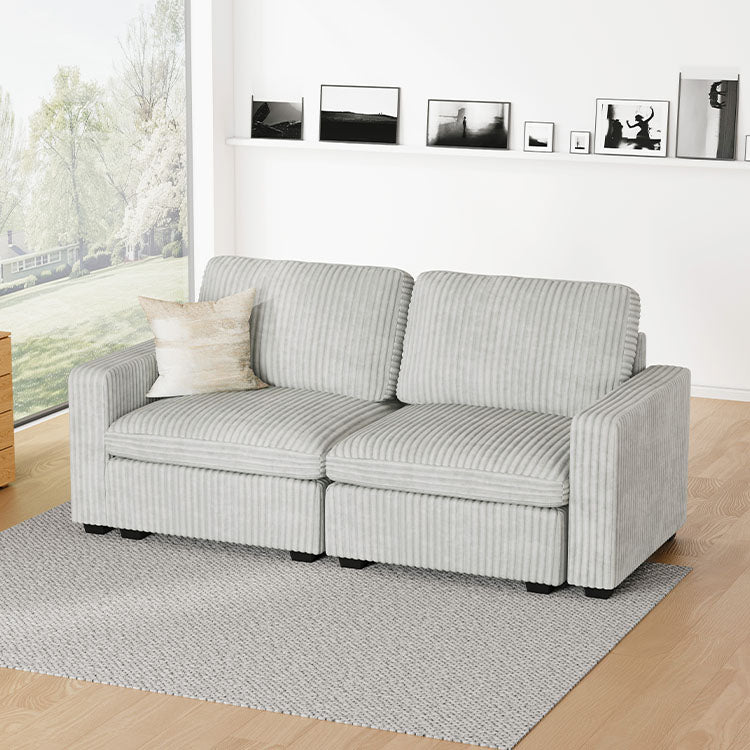 Thara 2 Seats + 4 Sides Oversized Modular Wide-Ribbed Corduroy Loveseat Sofa with Large Storage Seat