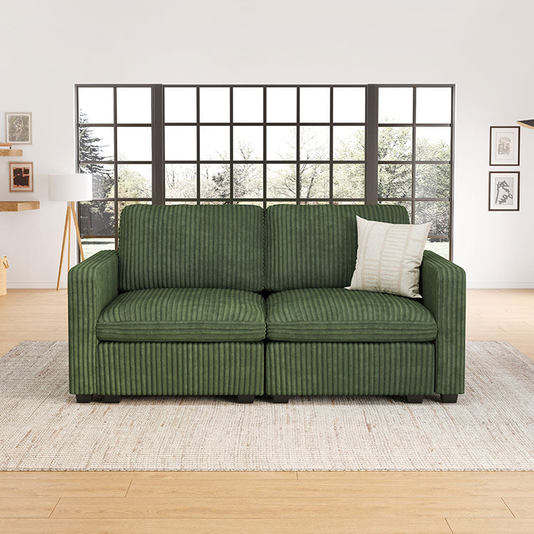 Thara 2 Seats + 4 Sides Oversized Modular Wide-Ribbed Corduroy Loveseat Sofa with Large Storage Seat