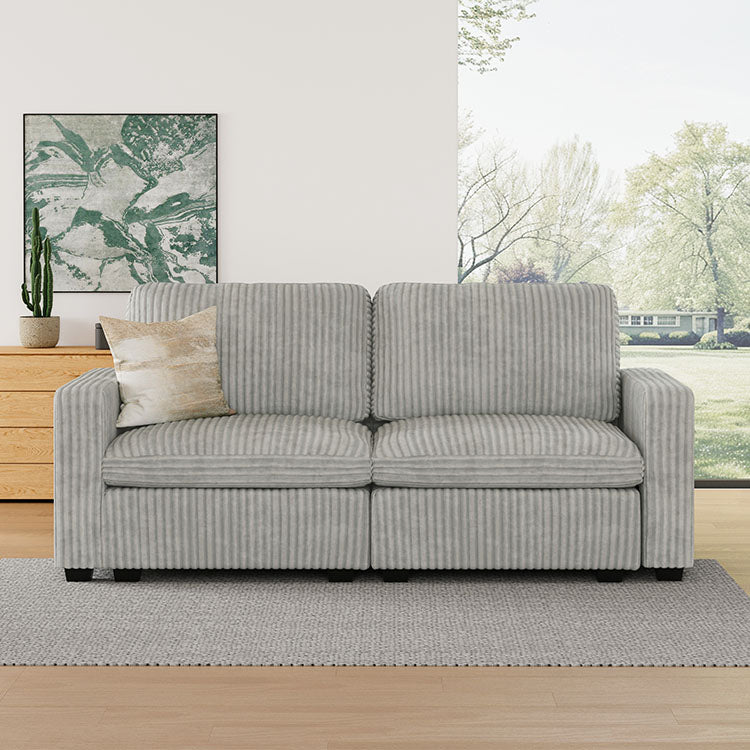 Thara 2 Seats + 4 Sides Oversized Modular Wide-Ribbed Corduroy Loveseat Sofa with Large Storage Seat