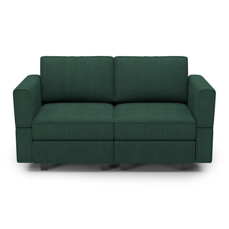 Soforia 2 Seats + 4 Sides Modular Corduroy Loveseat Sofa with Storage Seat