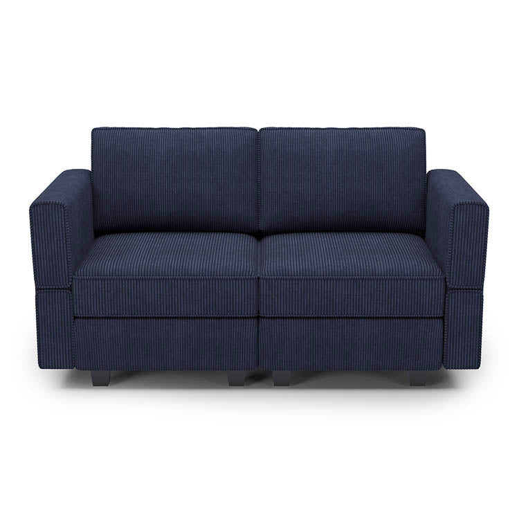 Soforia 2 Seats + 4 Sides Modular Corduroy Loveseat Sofa with Storage Seat