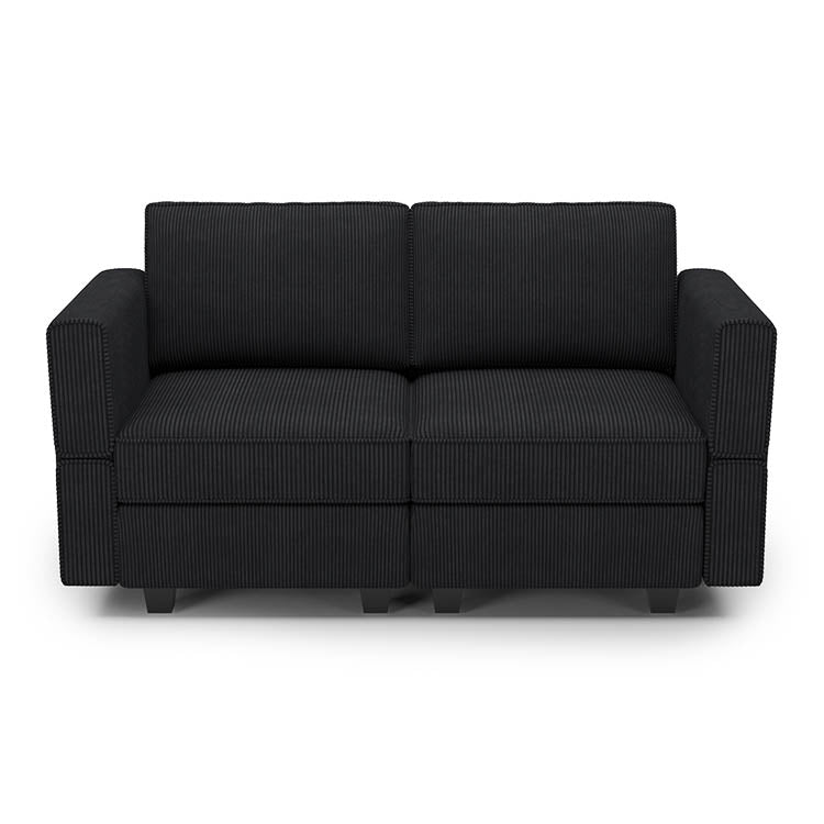 Soforia 2 Seats + 4 Sides Modular Corduroy Loveseat Sofa with Storage Seat