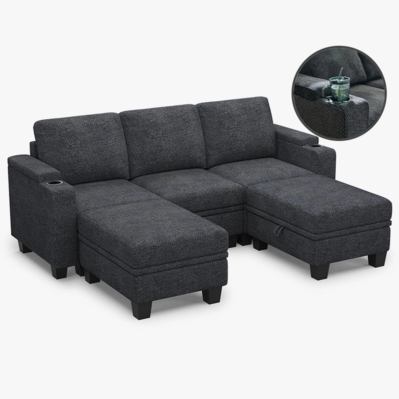 Vesper 5 Seater Modular Chenille Sofa