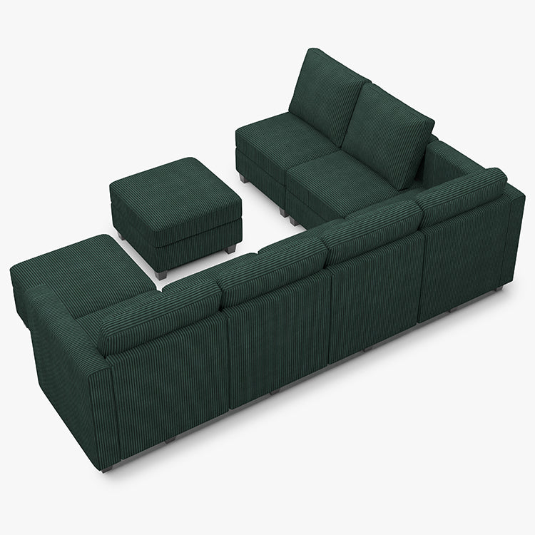 Emry 7 Seats + 8 Sides Modular Corduroy Sofa with Storage Seat and Ottoman