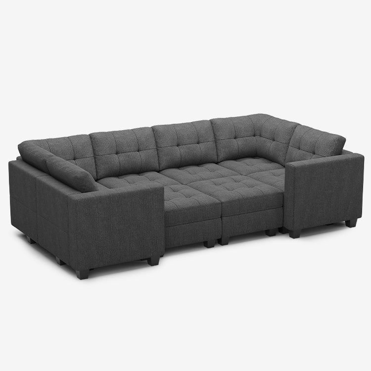 Belffin Modular Sofa 8 Seats + 10 Sides Weave Sofa with Storage Seat