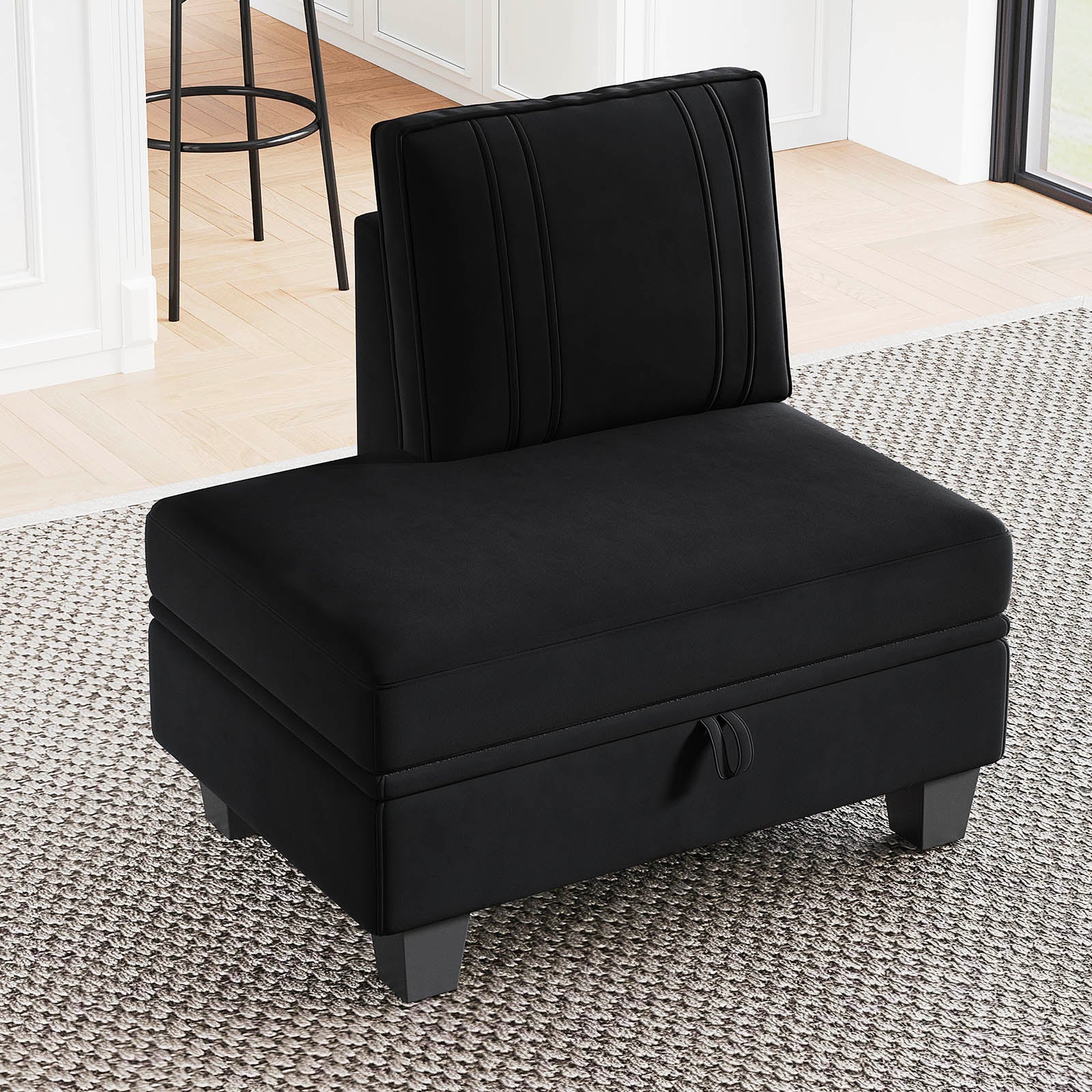 Belffin Velvet Ottoman with Backrest