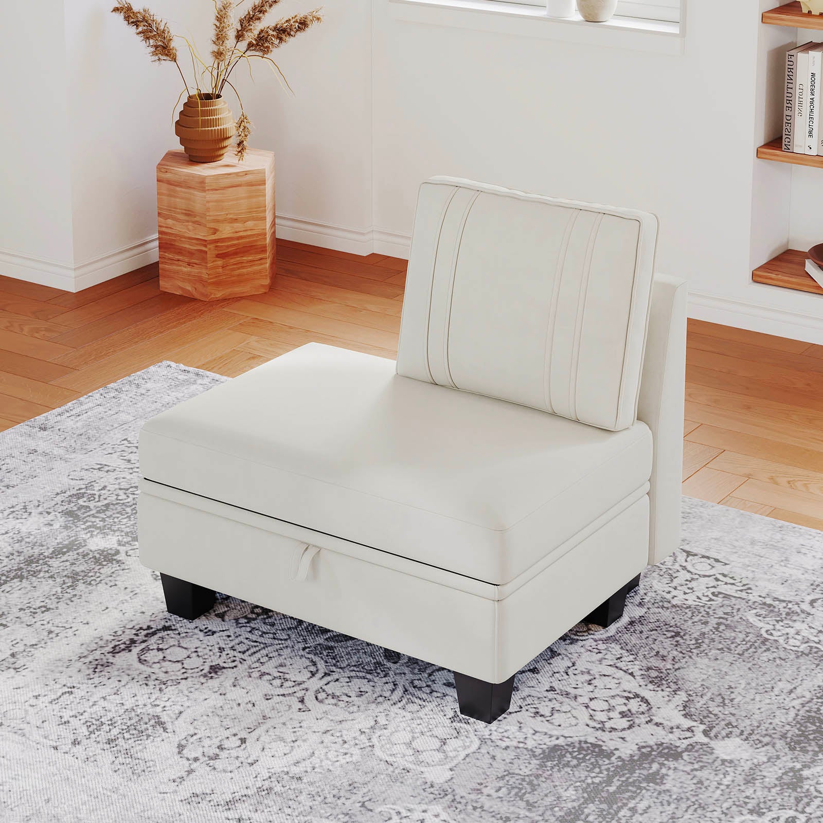 Belffin Velvet Ottoman with Backrest