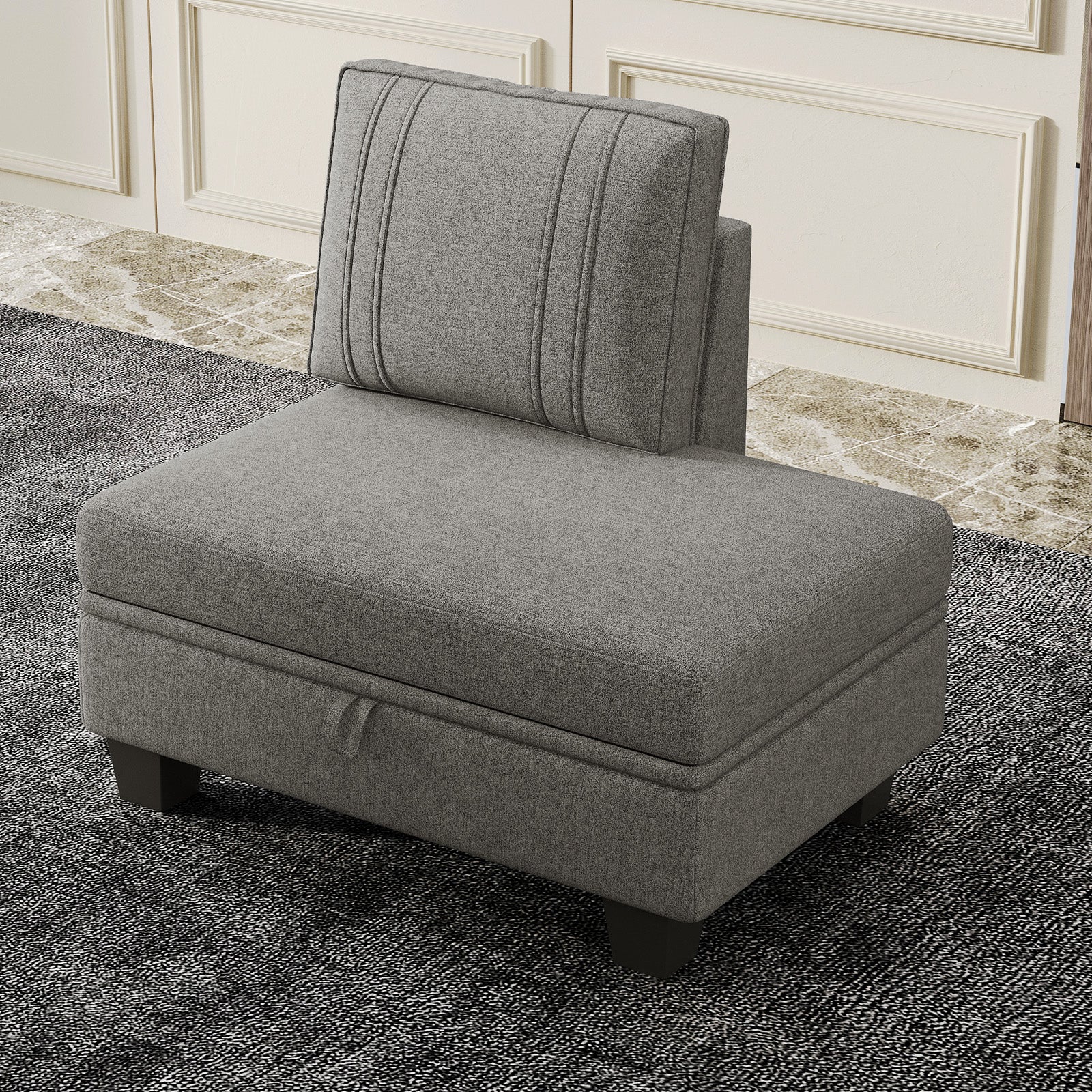 Belffin Velvet Ottoman with Backrest