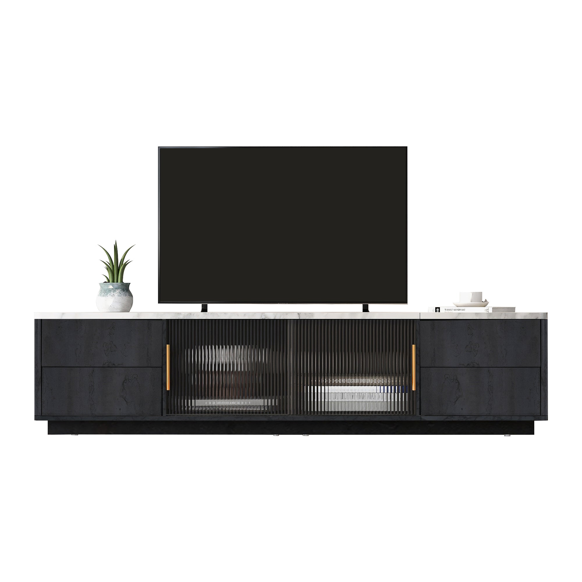 Luxe Black Marble TV Stand