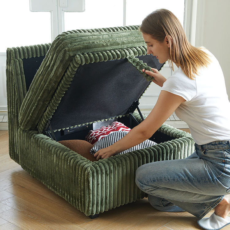 Thara 2 Seats + 4 Sides Oversized Modular Wide-Ribbed Corduroy Loveseat Sofa with Large Storage Seat
