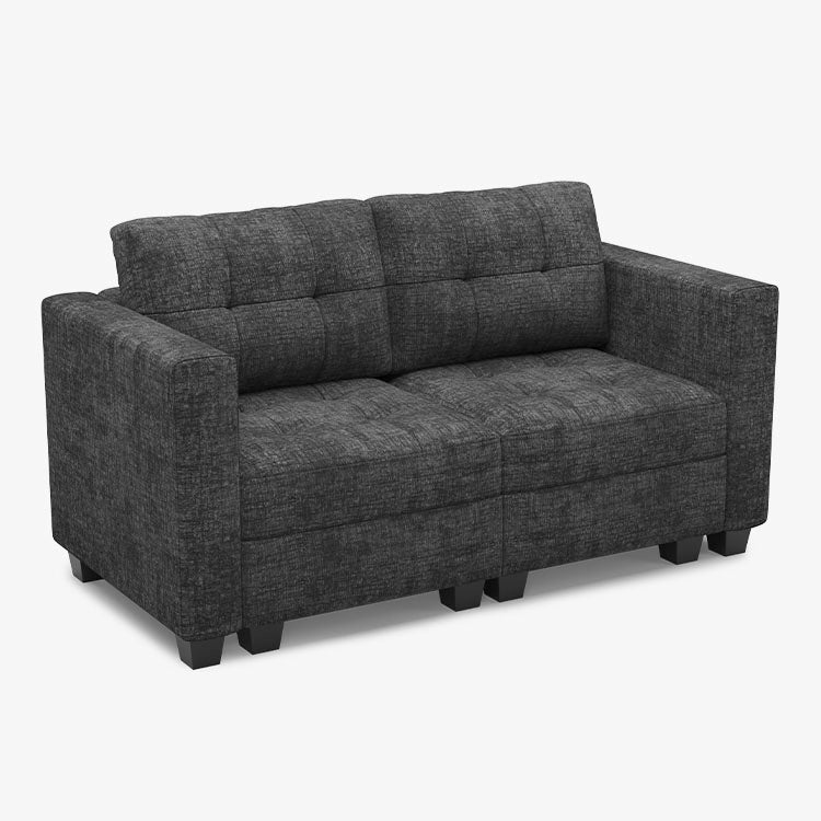 Tesso 2 Seats + 4 Sides Modular Chenille Tufted Loveseat Sofa with Storage Seat