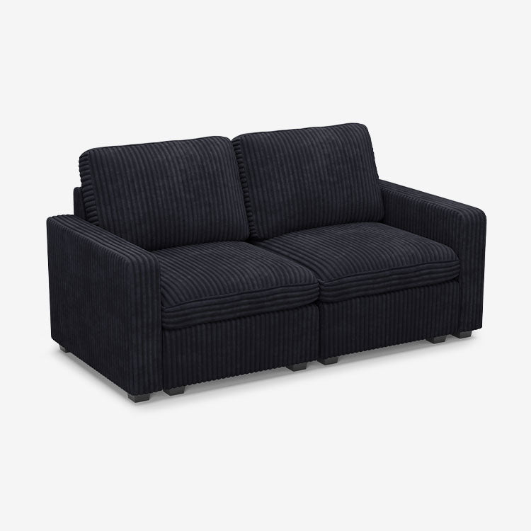 Thara 2 Seats + 4 Sides Oversized Modular Wide-Ribbed Corduroy Loveseat Sofa with Large Storage Seat