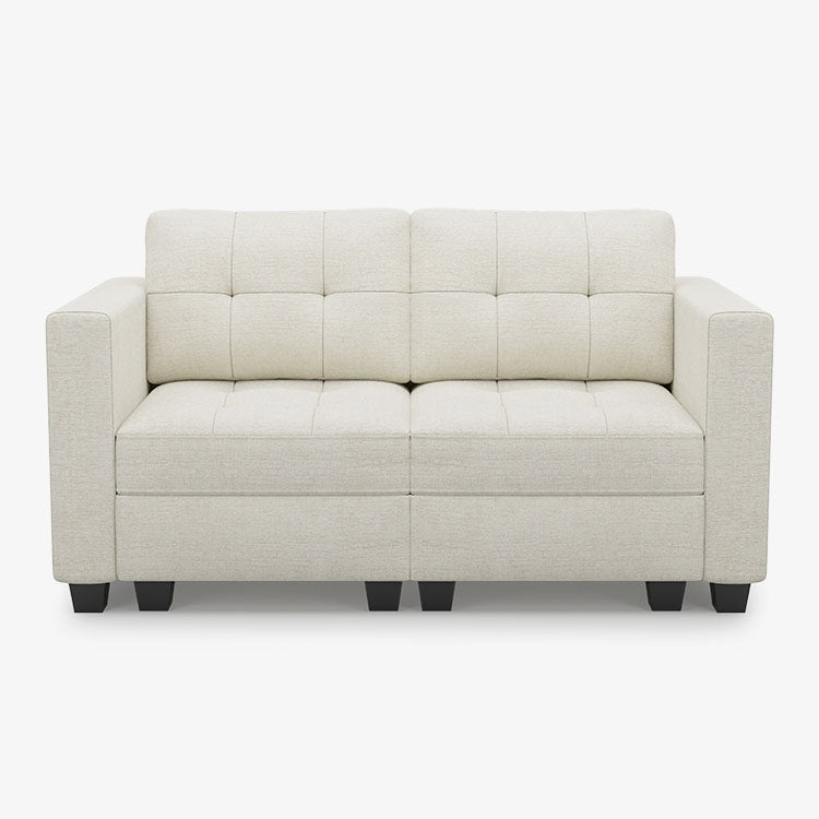 Tesso 2 Seats + 4 Sides Modular Chenille Tufted Loveseat Sofa with Storage Seat