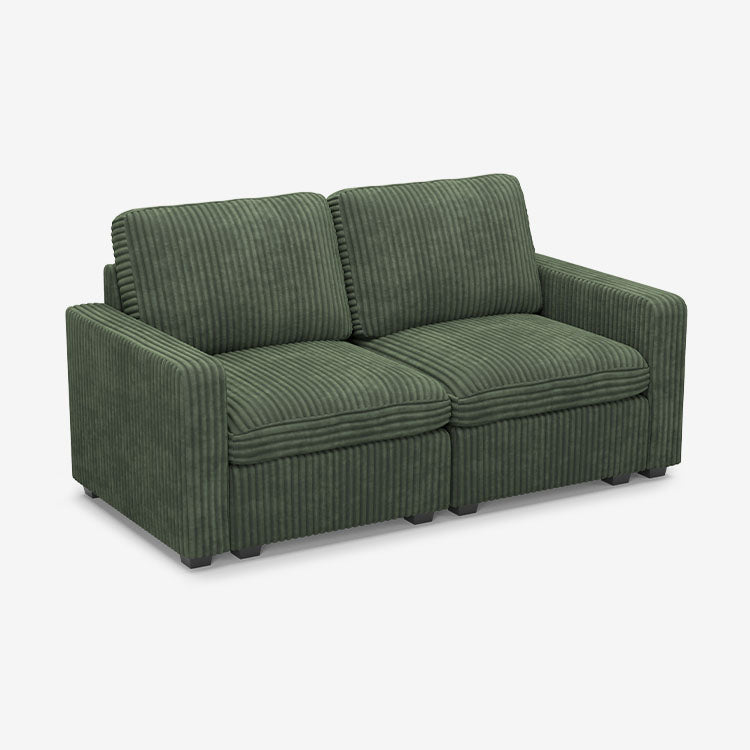 Thara 2 Seats + 4 Sides Oversized Modular Wide-Ribbed Corduroy Loveseat Sofa with Large Storage Seat