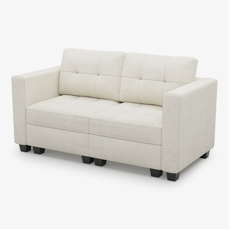 Tesso 2 Seats + 4 Sides Modular Chenille Tufted Loveseat Sofa with Storage Seat