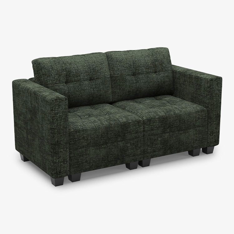 Tesso 2 Seats + 4 Sides Modular Chenille Tufted Loveseat Sofa with Storage Seat