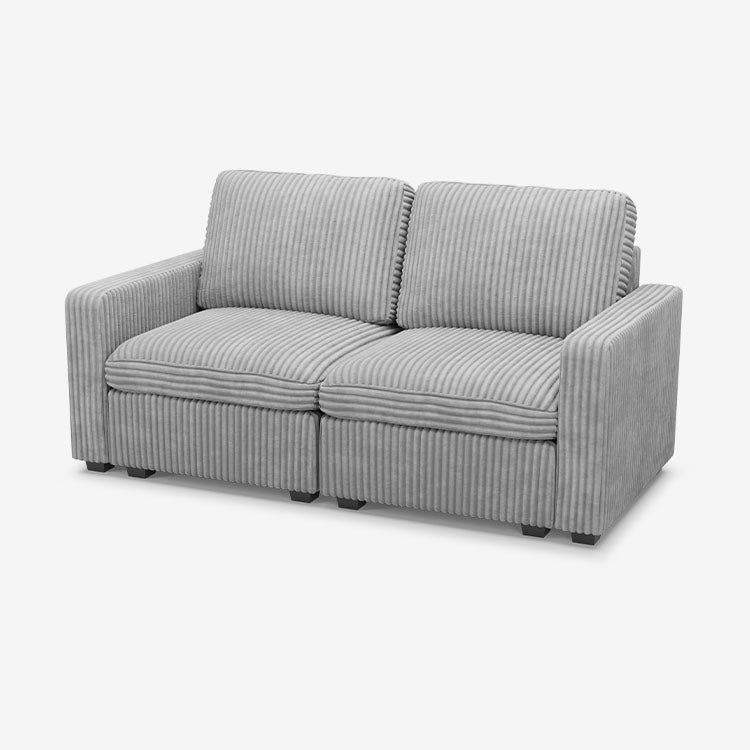 Thara 2 Seats + 4 Sides Oversized Modular Wide-Ribbed Corduroy Loveseat Sofa with Large Storage Seat
