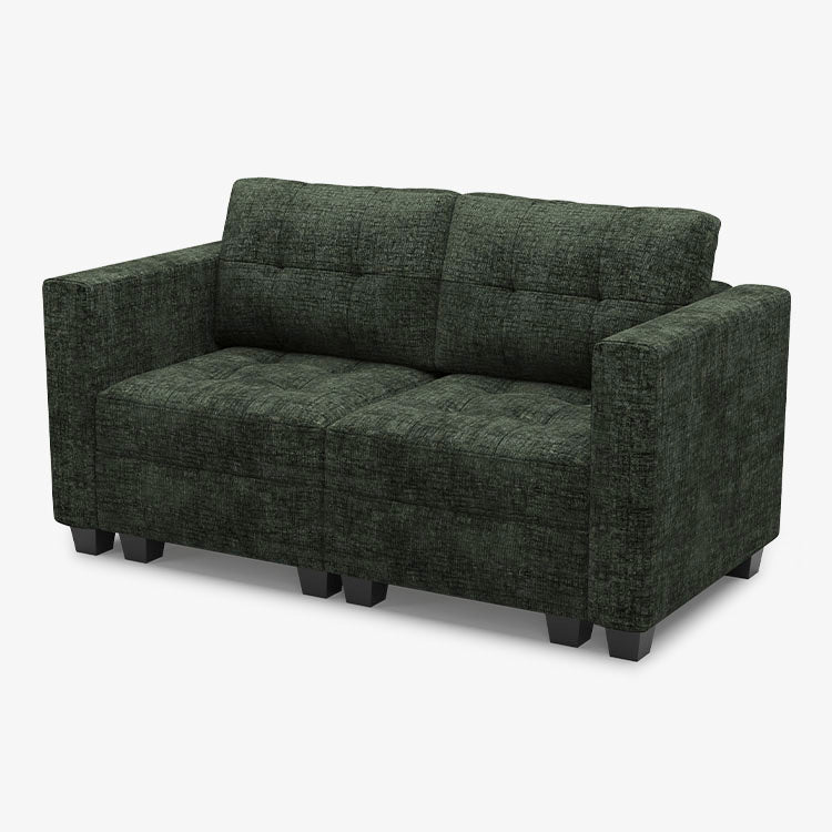 Tesso 2 Seats + 4 Sides Modular Chenille Tufted Loveseat Sofa with Storage Seat