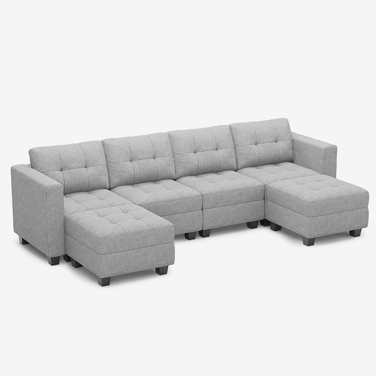 Belffin Modular Sofa 6 Seats + 6 Sides Weave Sofa with Storage Seat