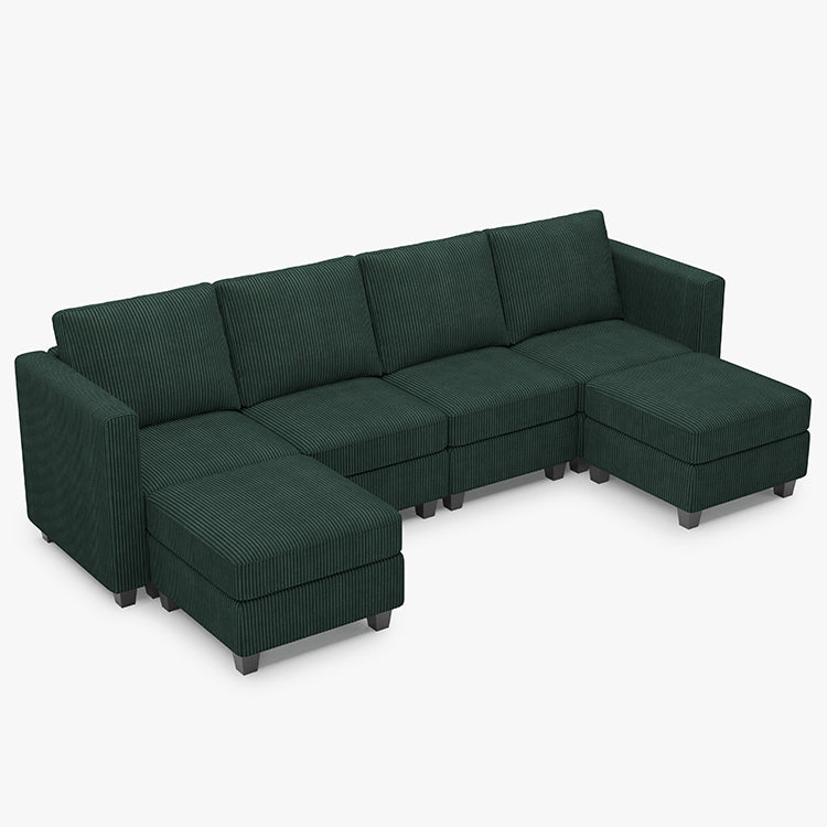 Emry 6 Seats + 6 Sides Modular Corduroy Sofa with Storage Seat