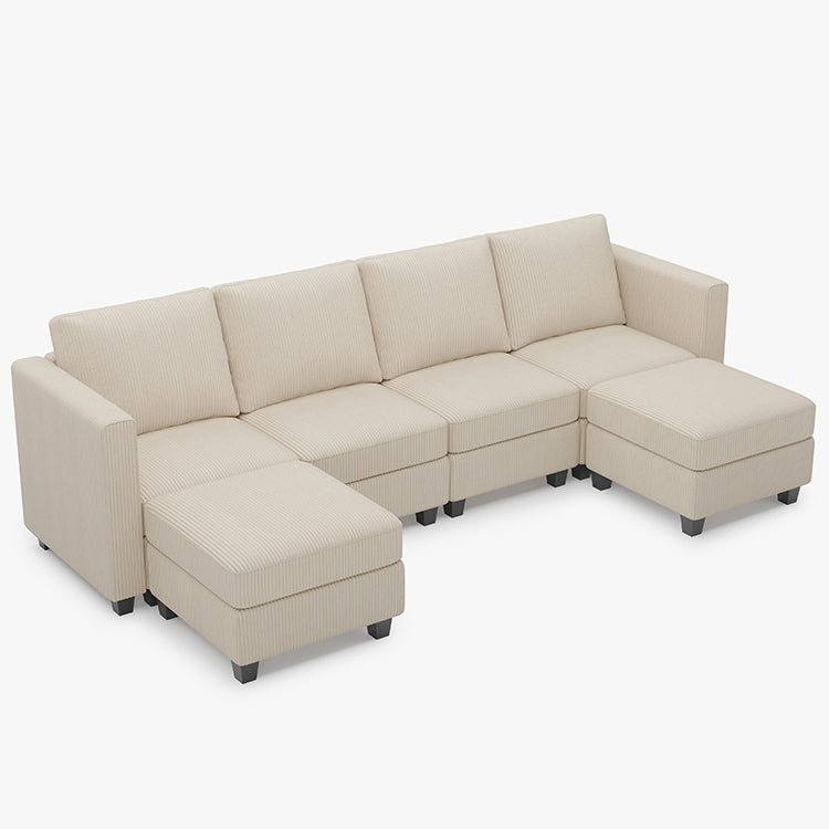 Emry 6 Seats + 6 Sides Modular Corduroy Sofa with Storage Seat
