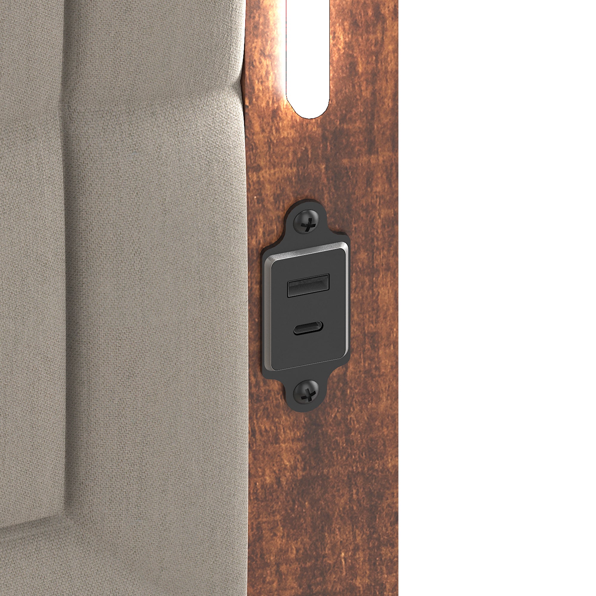 Queen Size Bed Frame with Charging Station and LED Lights