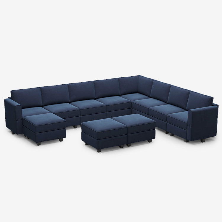Belffin 9 Seats + 11 Sides Modular Velvet Sofa with Storage Seat and Ottoman