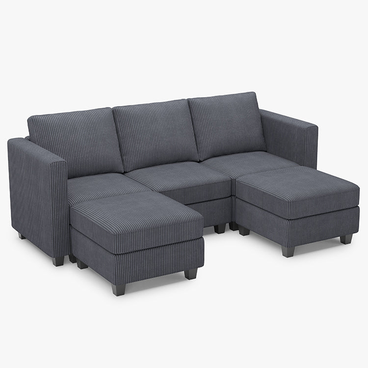 Emry 5 Seats + 5 Sides Modular Corduroy Sofa with Storage Seat