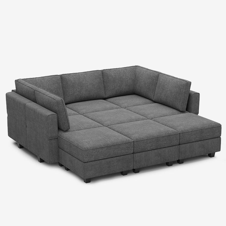 Belffin Modular Sofa 9 Seats + 7 Sides Terry Sleeper Sofa with Storage Seat