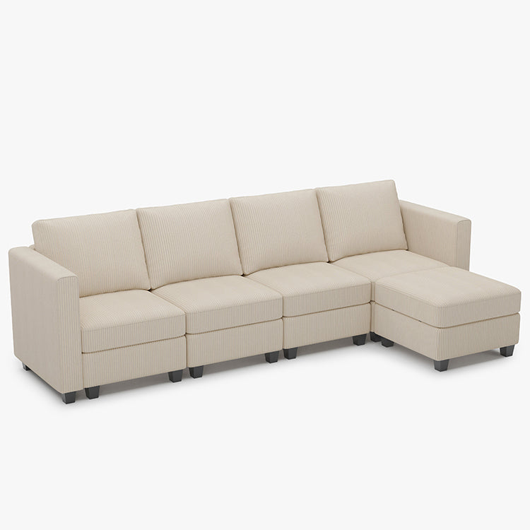 Emry 5 Seats + 6 Sides Modular Corduroy Sofa with Storage Seat