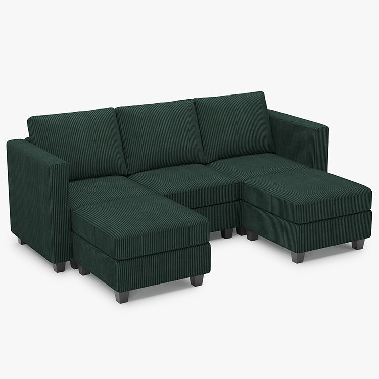 Emry 5 Seats + 5 Sides Modular Corduroy Sofa with Storage Seat