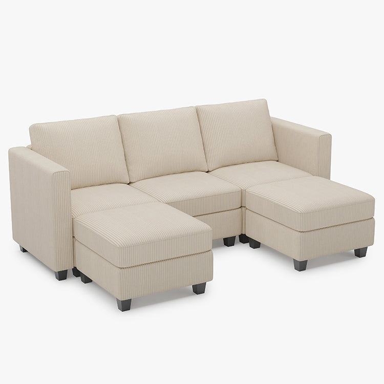 Emry 5 Seats + 5 Sides Modular Corduroy Sofa with Storage Seat
