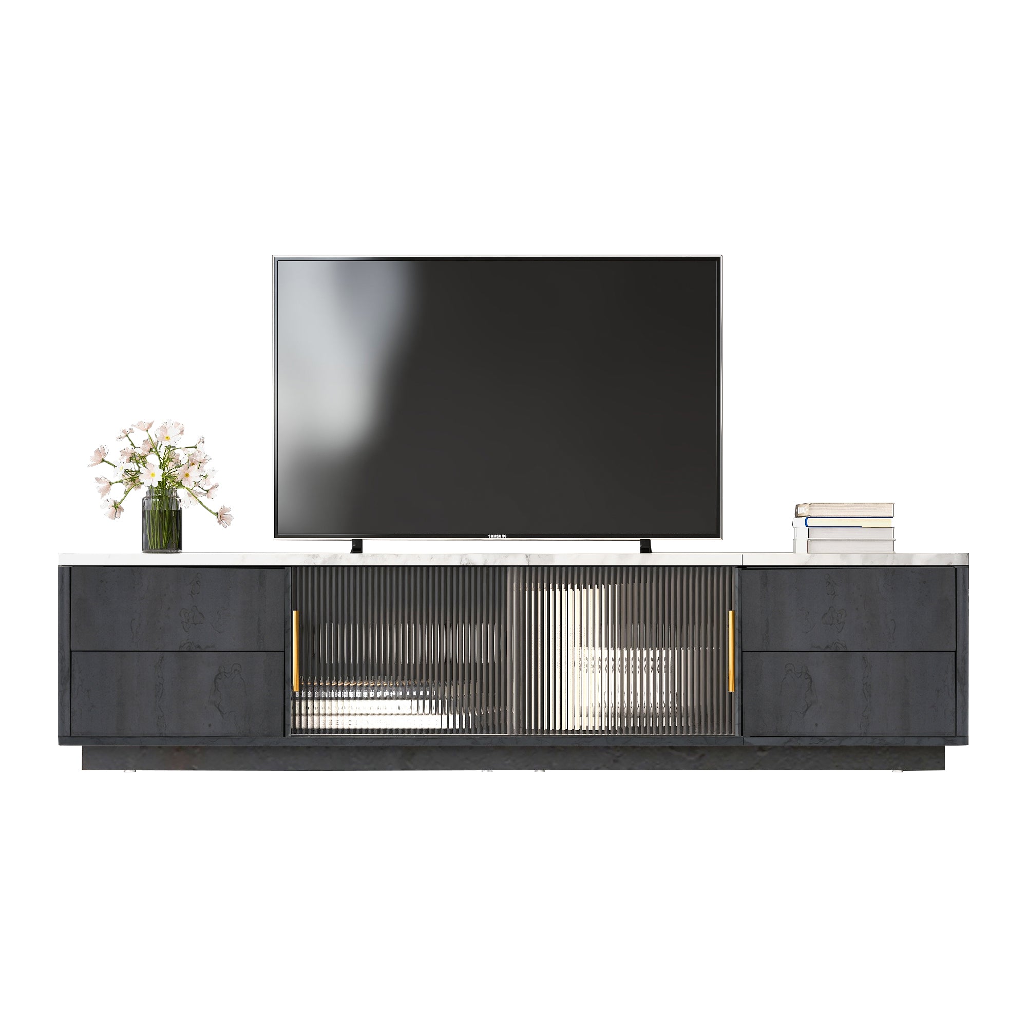 Luxe Black Marble TV Stand