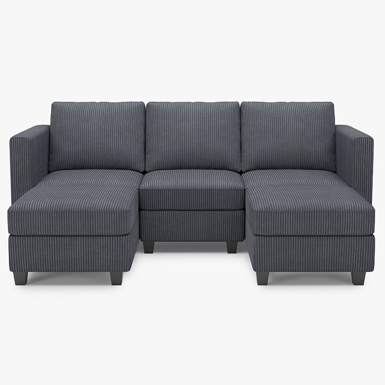 Emry 5 Seats + 5 Sides Modular Corduroy Sofa with Storage Seat