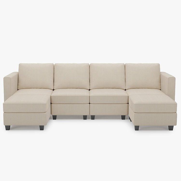 Emry 6 Seats + 6 Sides Modular Corduroy Sofa with Storage Seat