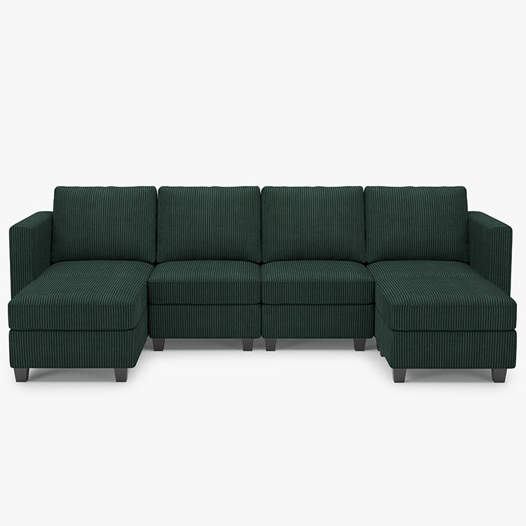 Emry 6 Seats + 6 Sides Modular Corduroy Sofa with Storage Seat