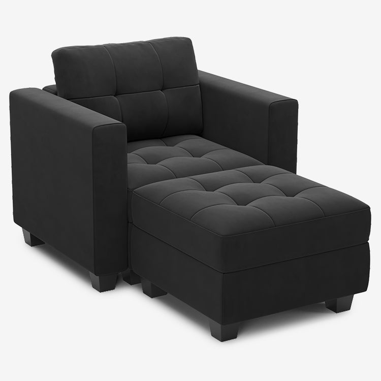 Belffin Modular Sofa 2 Seats + 2 Sides Velvet Tufted Sofa with Storage Seat