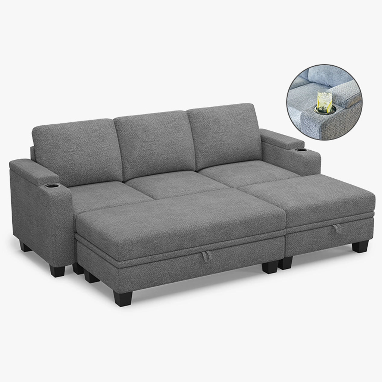 Vesper 3 Seater Modular Chenille Sleeper Sofa