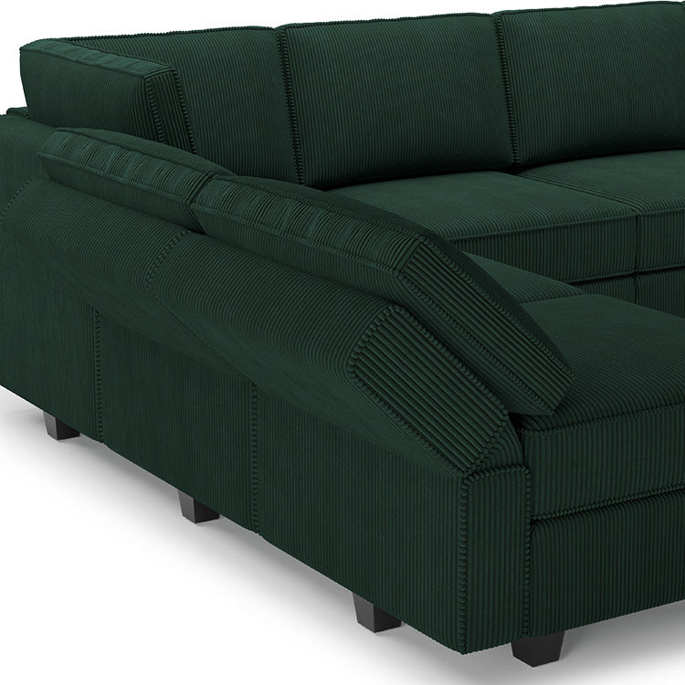 Soforia 2 Seats + 4 Sides Modular Corduroy Loveseat Sofa with Storage Seat
