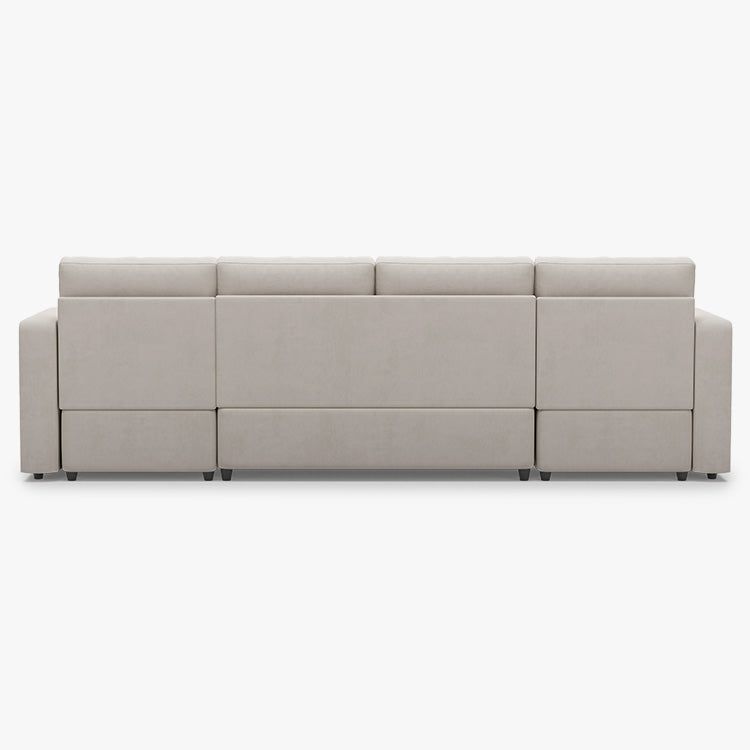 Elva 4 Seats Modular Velvet Pull-out Sleeper Sofa with Storage Ottoman
