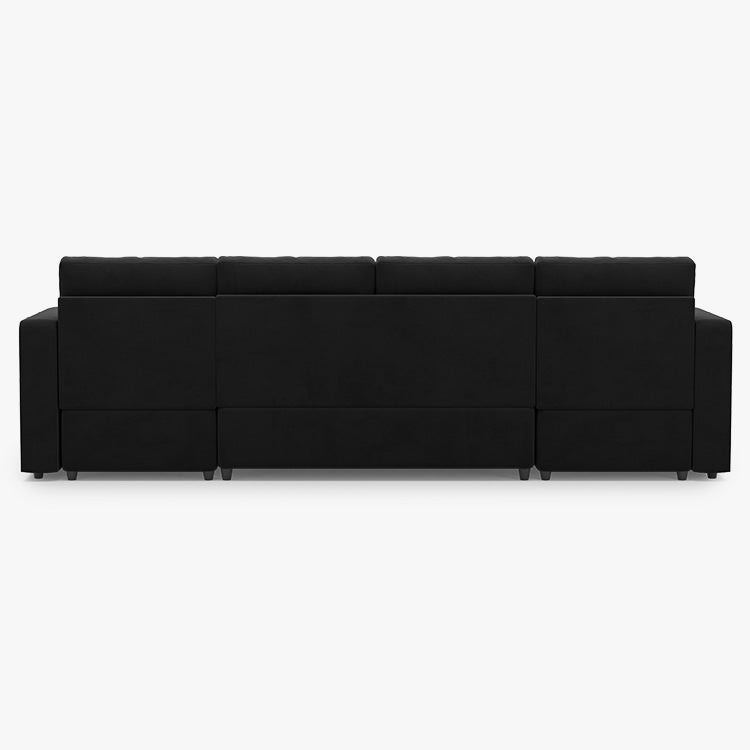 Elva 4 Seats Modular Velvet Pull-out Sleeper Sofa with Storage Ottoman