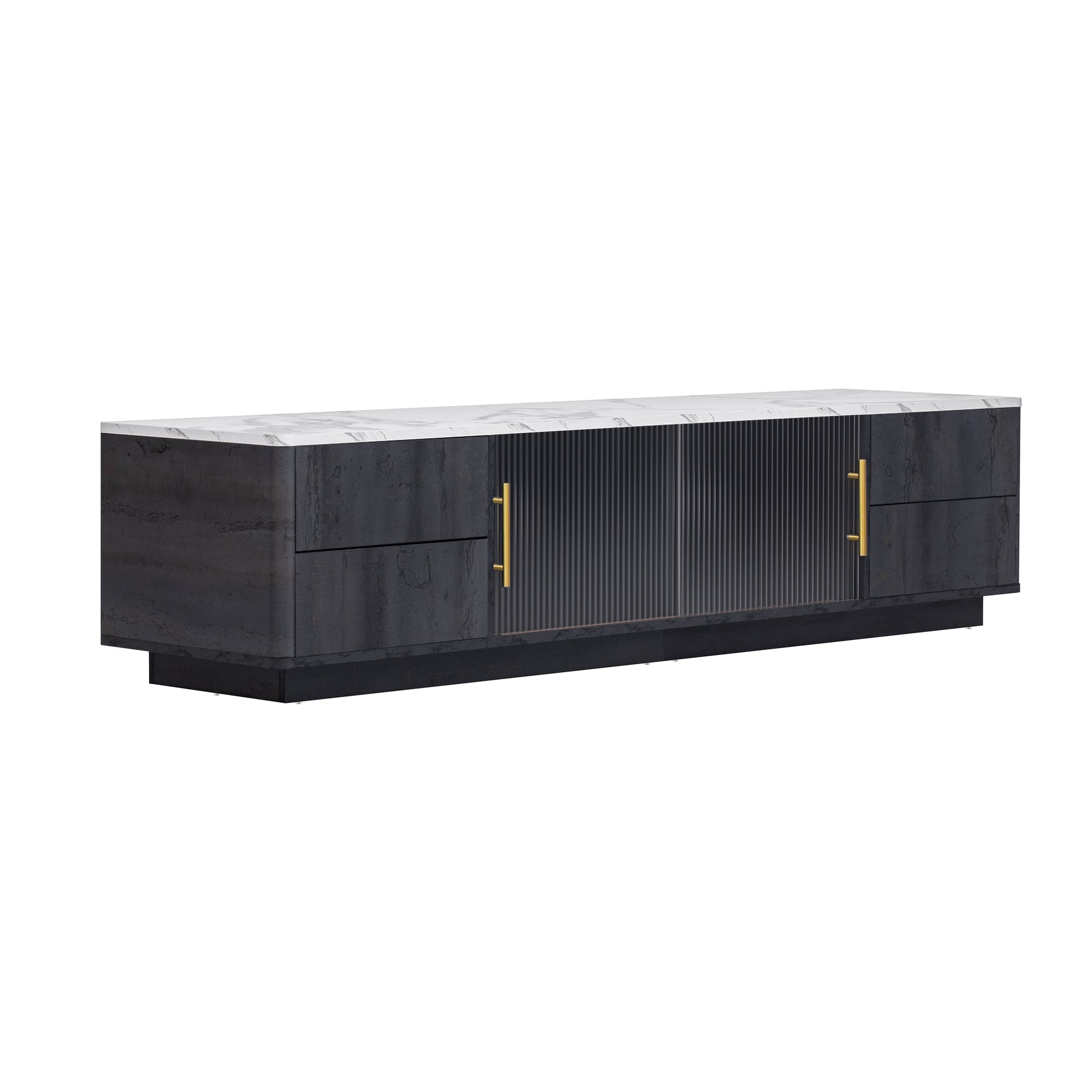 Luxe Black Marble TV Stand