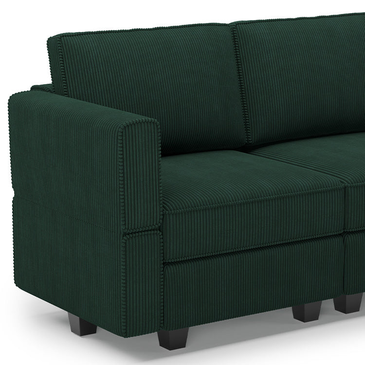 Soforia 2 Seats + 4 Sides Modular Corduroy Loveseat Sofa with Storage Seat