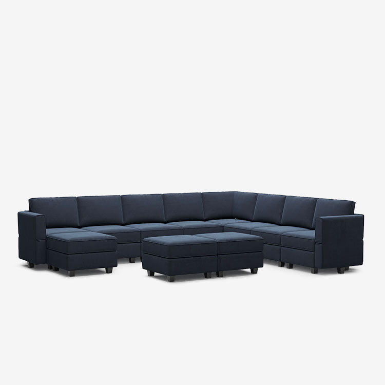 Belffin 9 Seats + 11 Sides Modular Velvet Sofa with Storage Seat and Ottoman