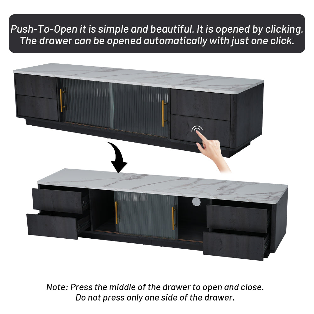Luxe Black Marble TV Stand